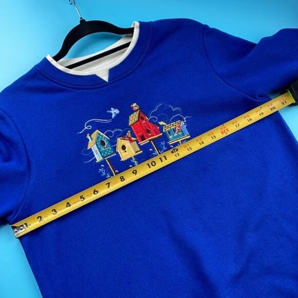 Breckenridge Blue Embroidered Birdhouse Pullover Christmas Grandma Sweater Sze S - Picture 7 of 7